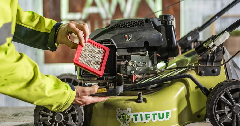 checking mower air filter