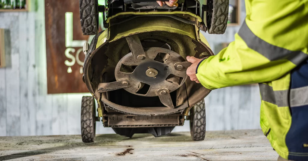 checking mower blades